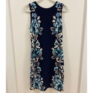 White House Black Market Blue Floral Dress Size M
